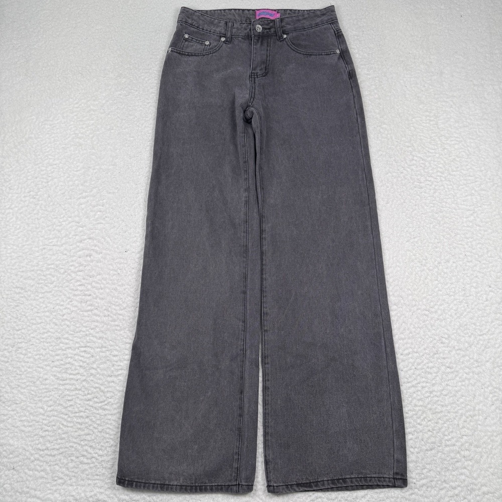 Edikted Wide Leg Jeans Women's Small Mid Rise 28x31.5 Black Grunge 90s Skate EUC
